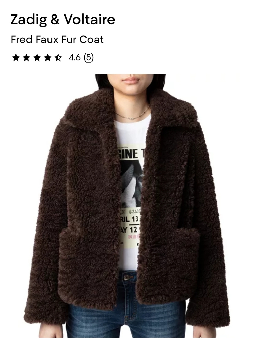 Zadig & Voltaire Brown Teddy Sherpa Coat